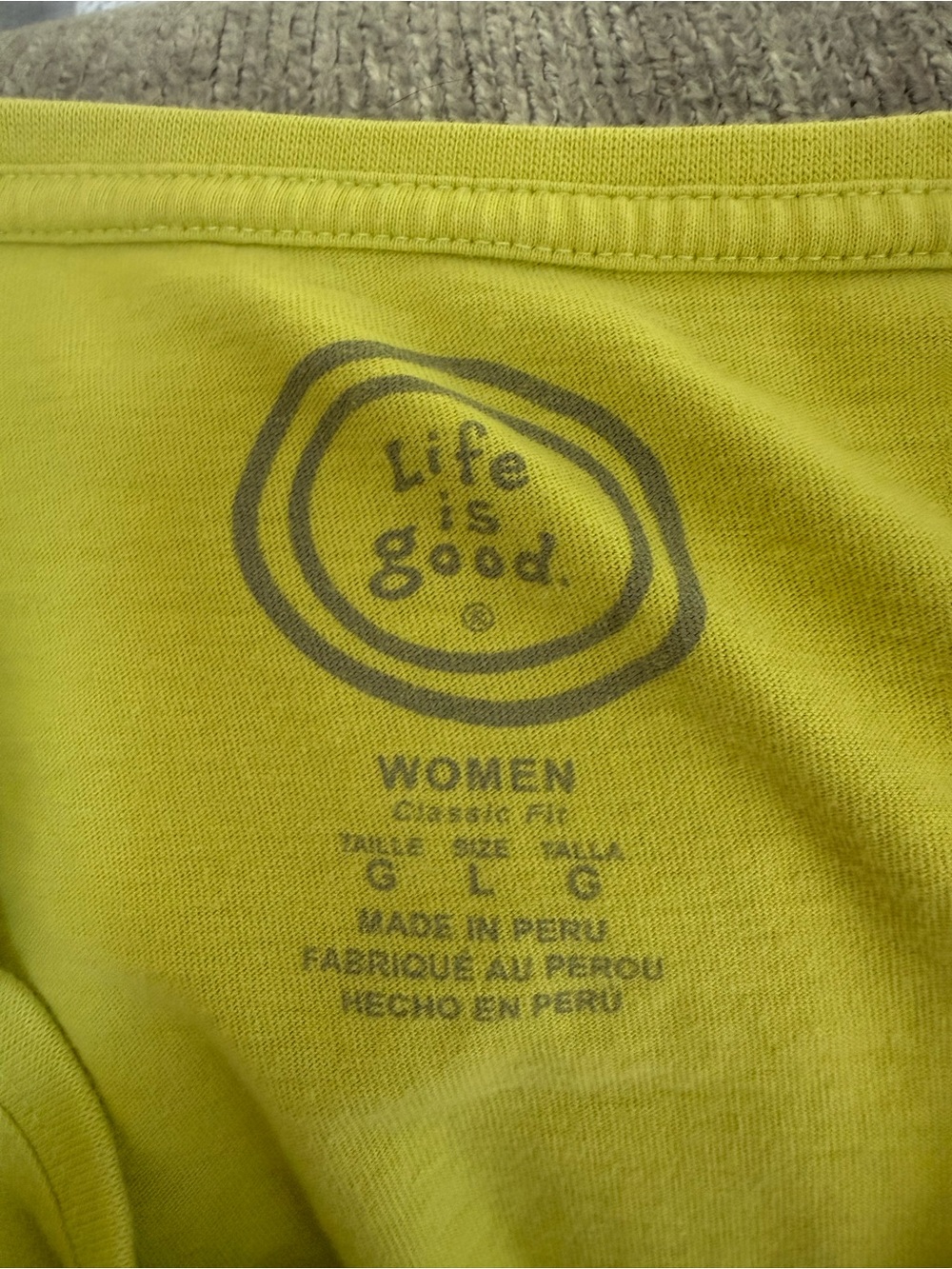Life Is Good Women's LOVE V-Neck Tee in Chartreuse Green - Picture 5 of 5